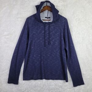 Vince Mens L Navy Blue Double Knit Hooded Sweatshirt Classic Athleisure